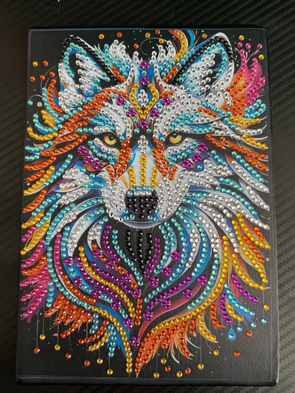 Handmade diamond art wolf journal